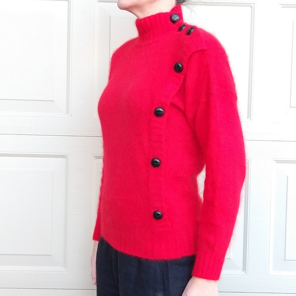 Red Angora I B Diffusion Turtleneck Sweater S - image 6